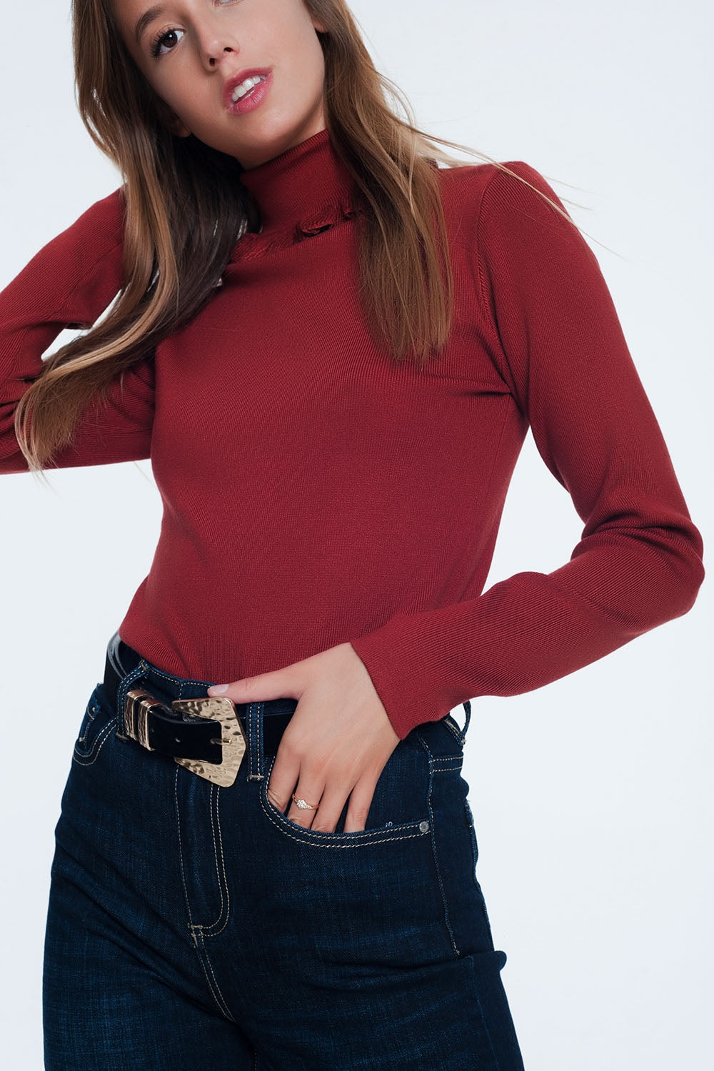 Orange turtleneck sweatshirt - Jumpers