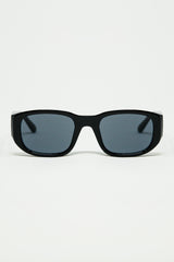 Oval Sunglasses with High Gloss Transparent Frames in black