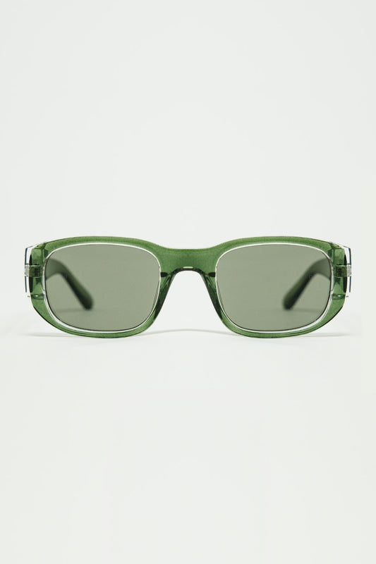 Oval Sunglasses with High Gloss Transparent Frames in green - Sunglasses