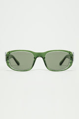 Oval Sunglasses with High Gloss Transparent Frames in green