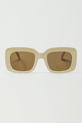 Oval Sunglasses With Smoke Lens In Beige