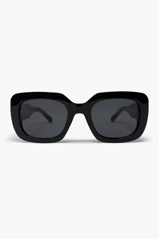 Black Glossy Acetate Oversize Square Frame Sunglasses - Accesorios