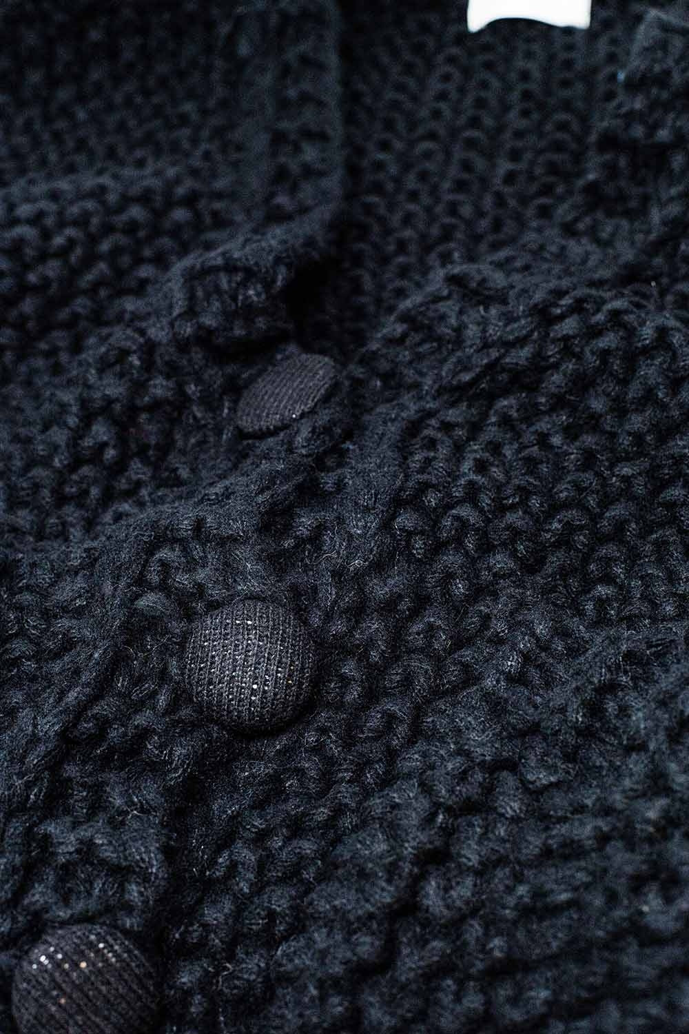 Oversized black chunky knit jacket with pockets - Cardigans