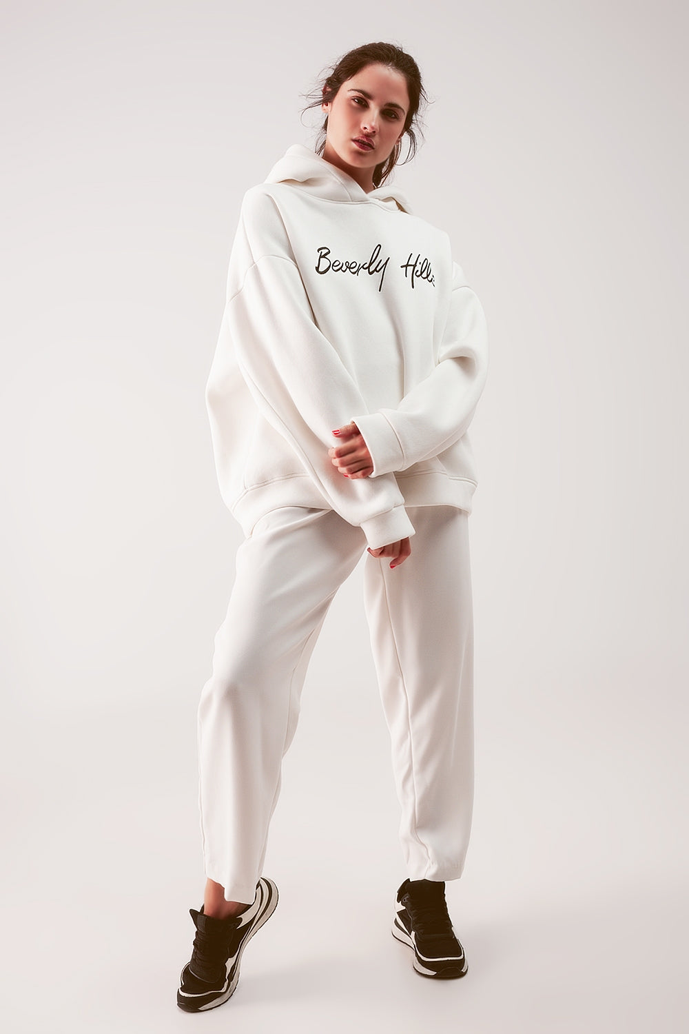 Oversized boyfriend hoodie in cream - Sweaters