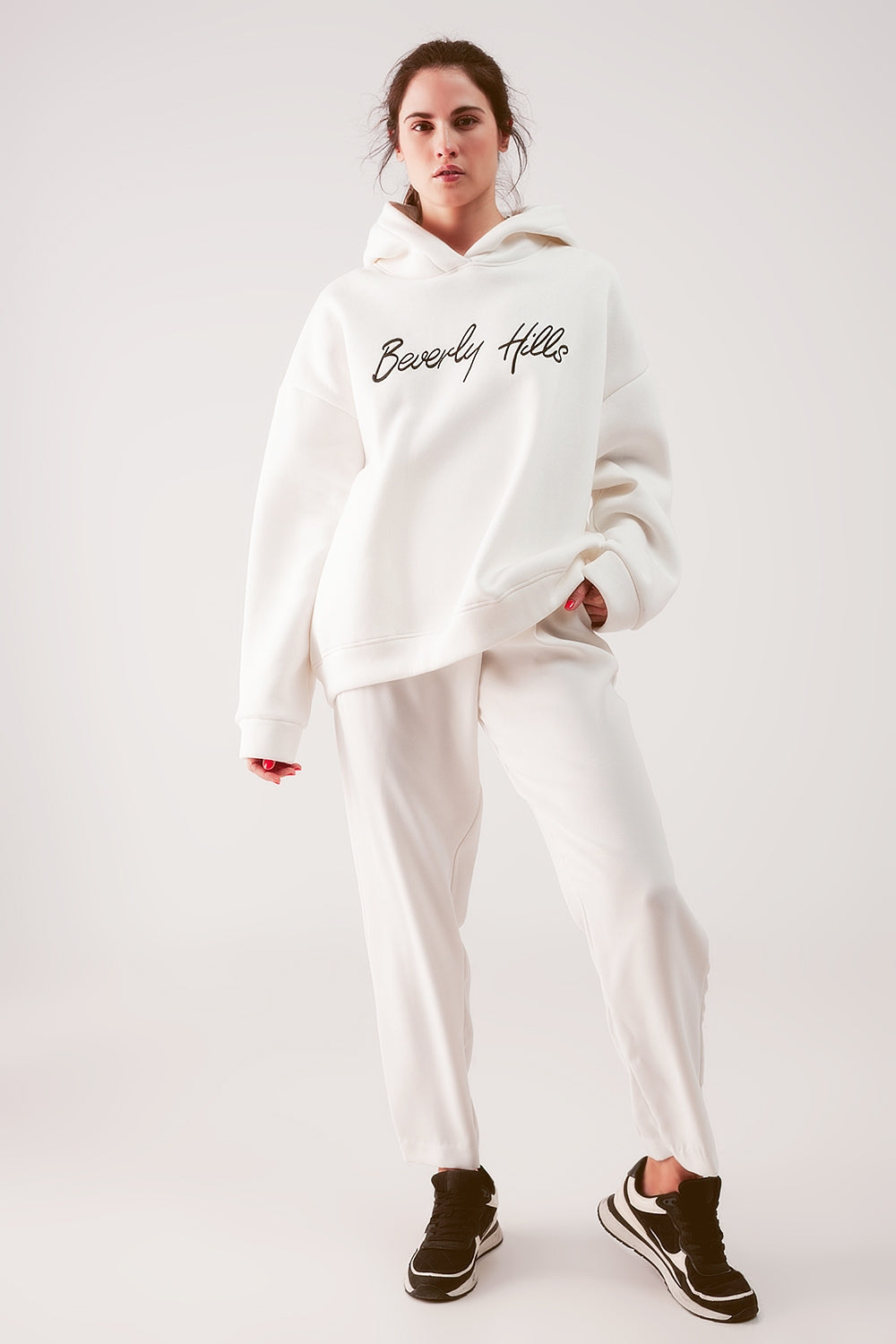 Oversized boyfriend hoodie in cream - Sweaters