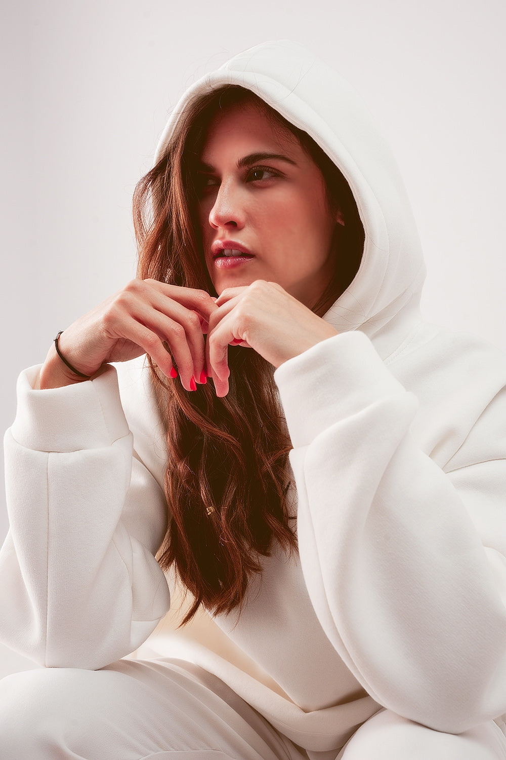 Oversized boyfriend hoodie in cream - Sweaters