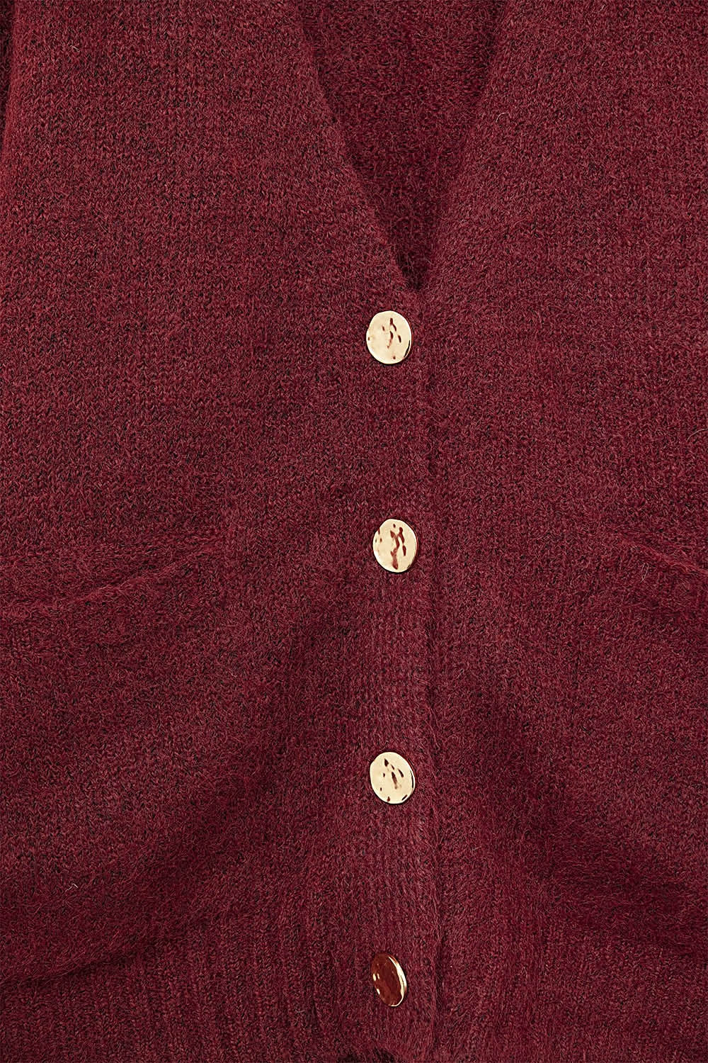 Oversized Cardigan in burgundy with gold buttons and pockets - Sweaters