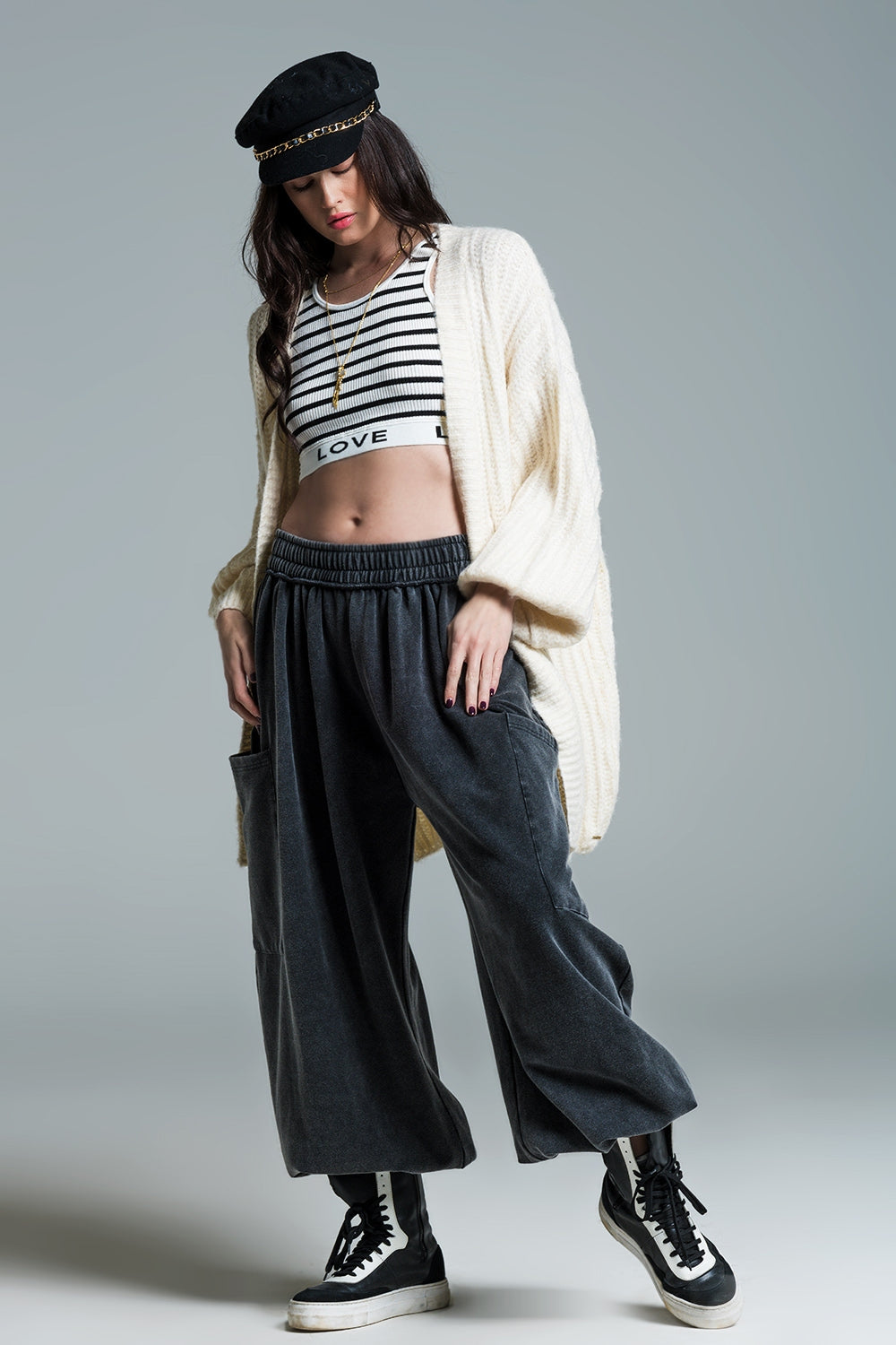 Oversized cardigan in chunky rib with long Sleeves in Cream - Cardigans