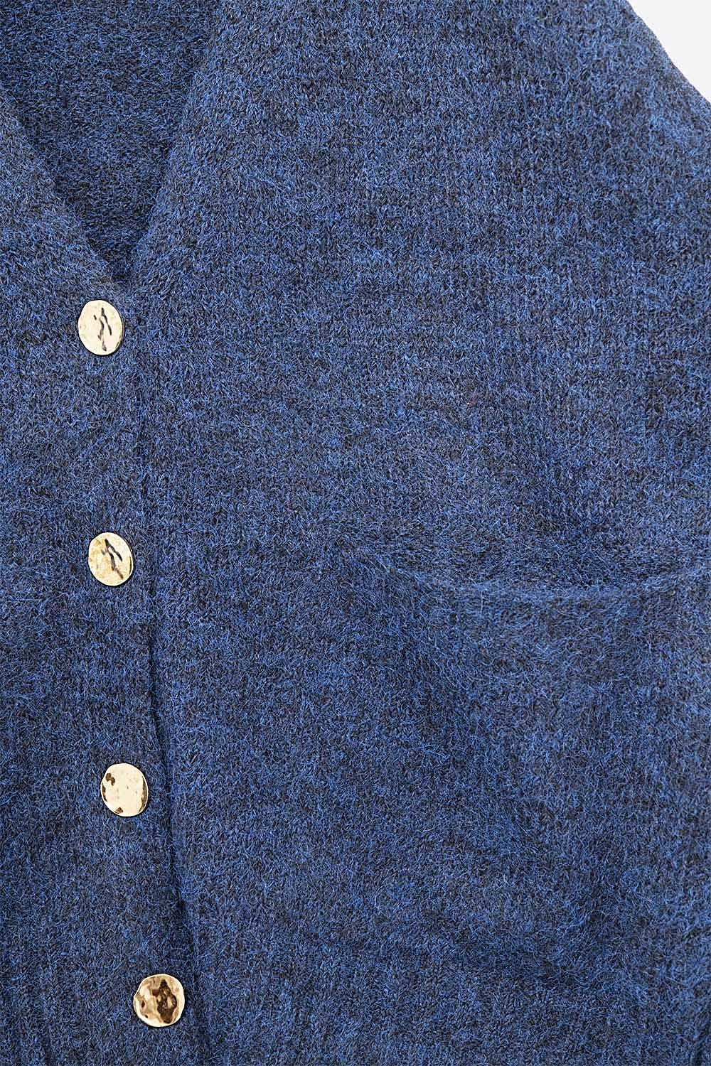 Oversized Cardigan in Navy with gold buttons and pockets - Sweaters
