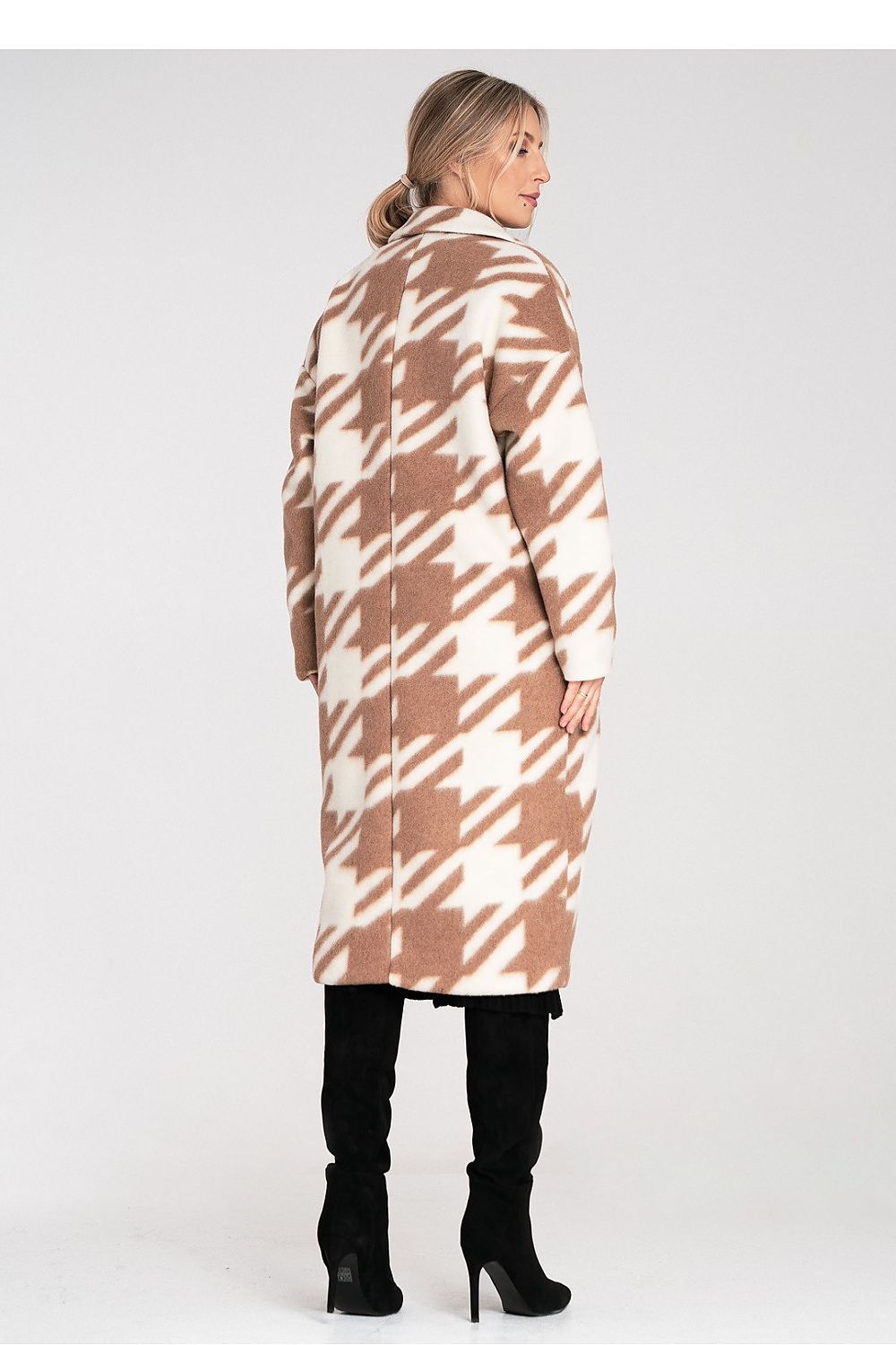 Figl Oversized Checked Wool Coat for Women - Coats and Jackets
