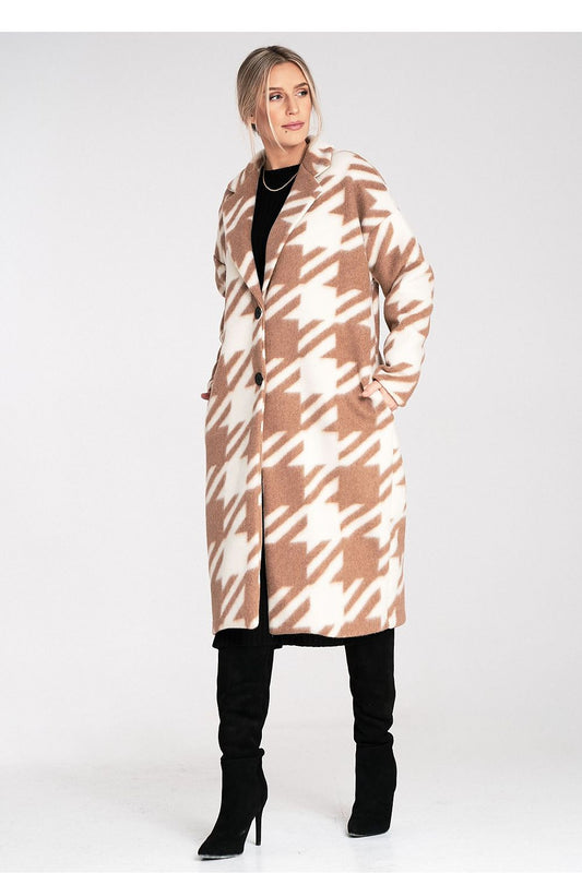 Figl Oversized Checked Wool Coat for Women - Coats and Jackets