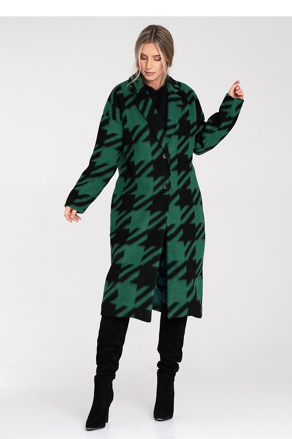 Figl Oversized Checked Wool Coat for Women - Coats and Jackets