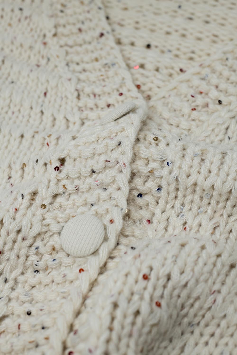 Oversized chunky knit cardigan in cream with sequin detail - Cardigans