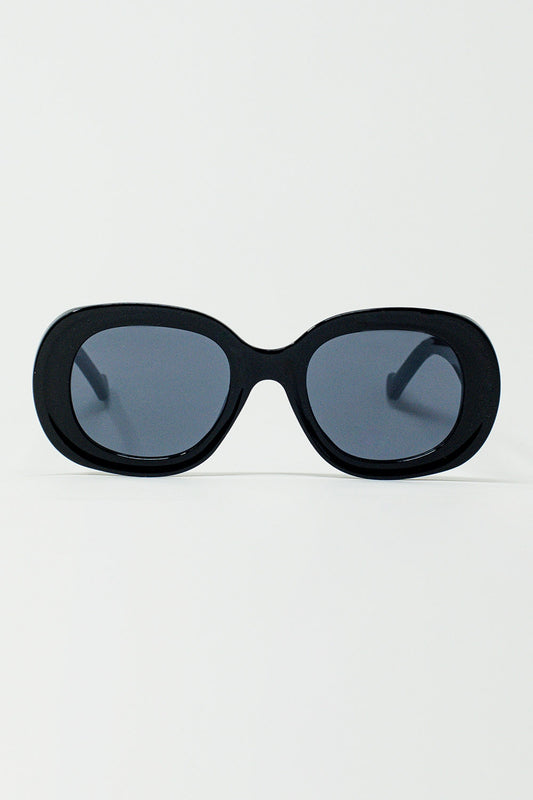 Oversized Circular Sunglasses in Black - Sunglasses