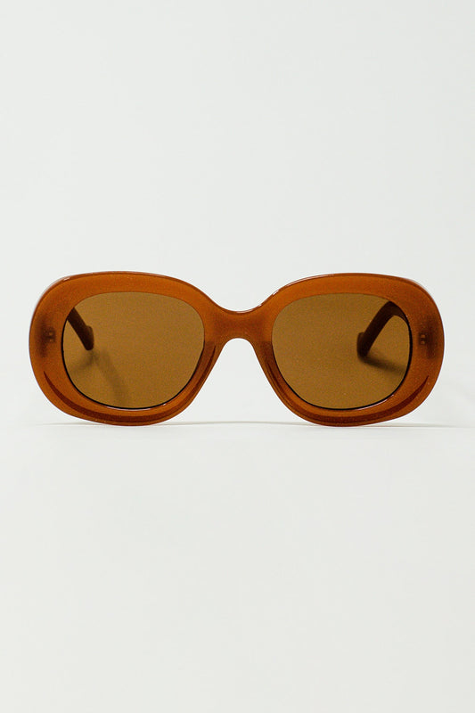 Oversized Circular Sunglasses in brown - Sunglasses