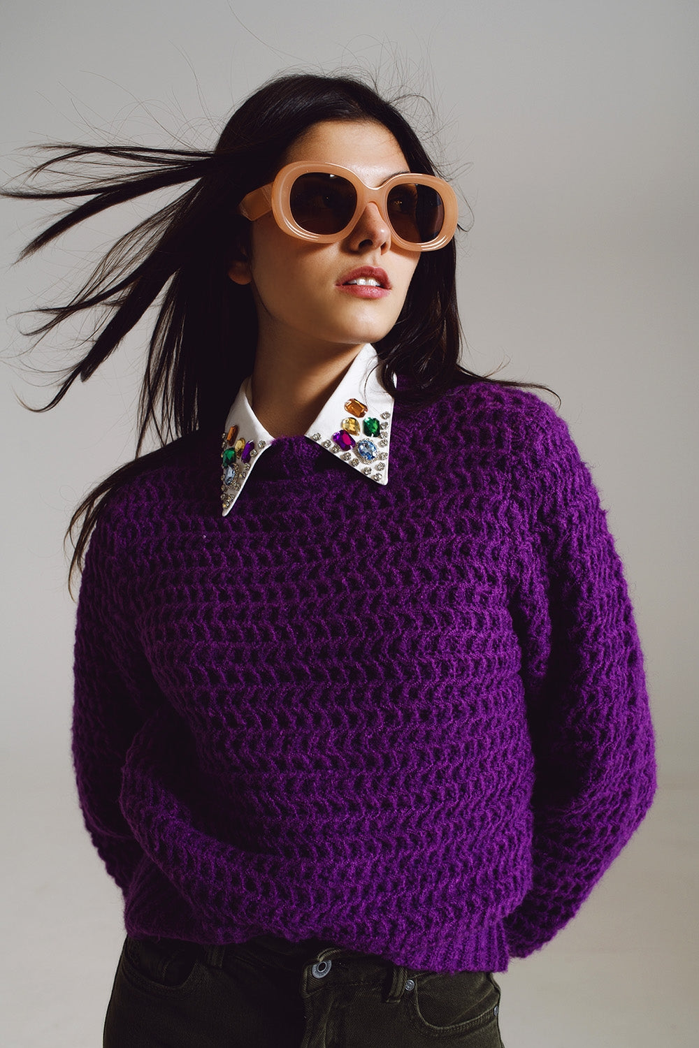 Oversized Circular Sunglasses in Tan - Sunglasses