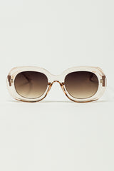 Oversized Circular Sunglasses in translucent white