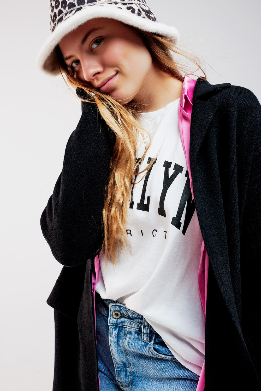 Oversized collar maxi cardigan in black - Cardigans