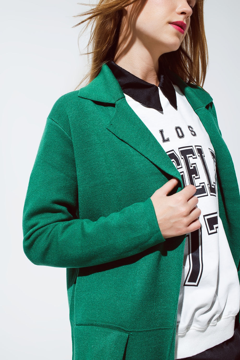 Oversized collar maxi cardigan in green - Cardigans