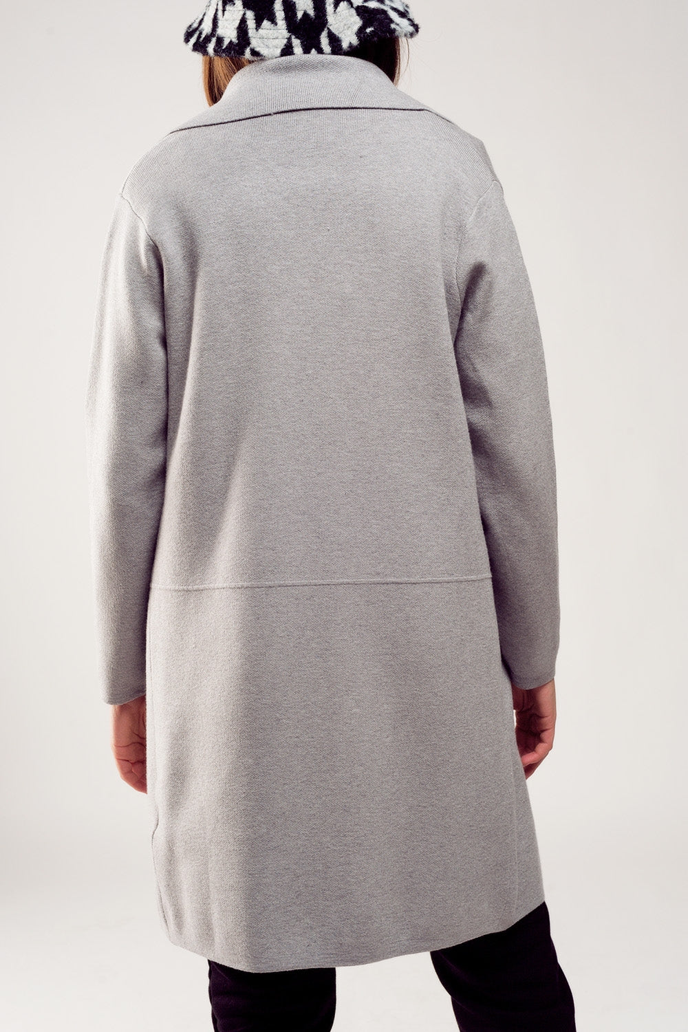 Oversized collar maxi cardigan in grey - Cardigans