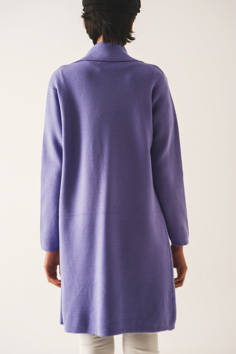 Oversized collar maxi cardigan in purple - Cardigans