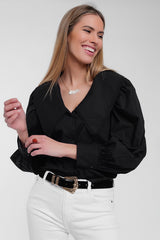 Oversized collared shirt in black