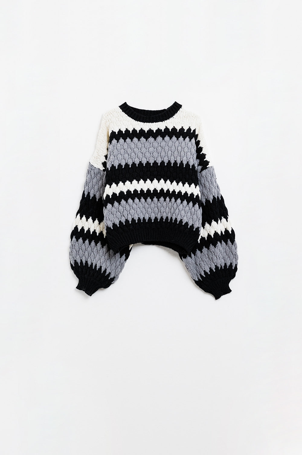 oversized gray zig zag striped sweater - Jumpers