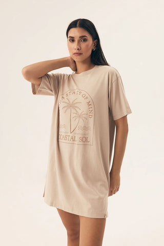 Robe chemise de nuit oversize à imprimé côtier