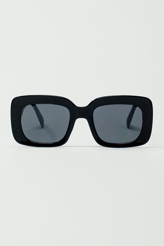 Oversized Oval Sunglasses With Side Detail in Black - Sunglasses