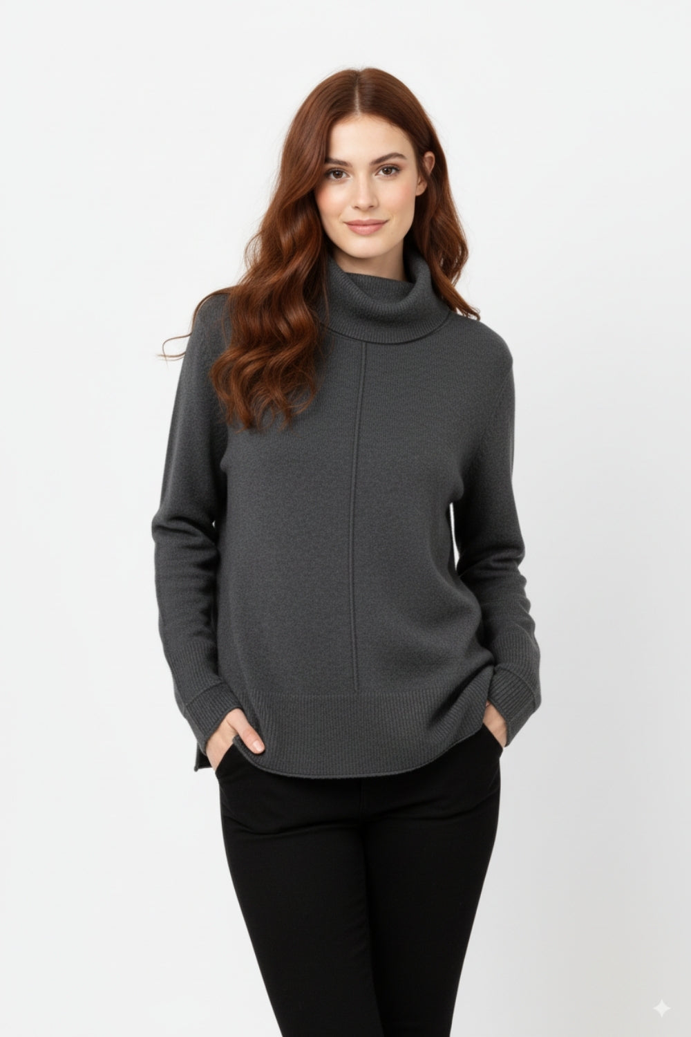 Oversized Roll Neck Sweater in black -
