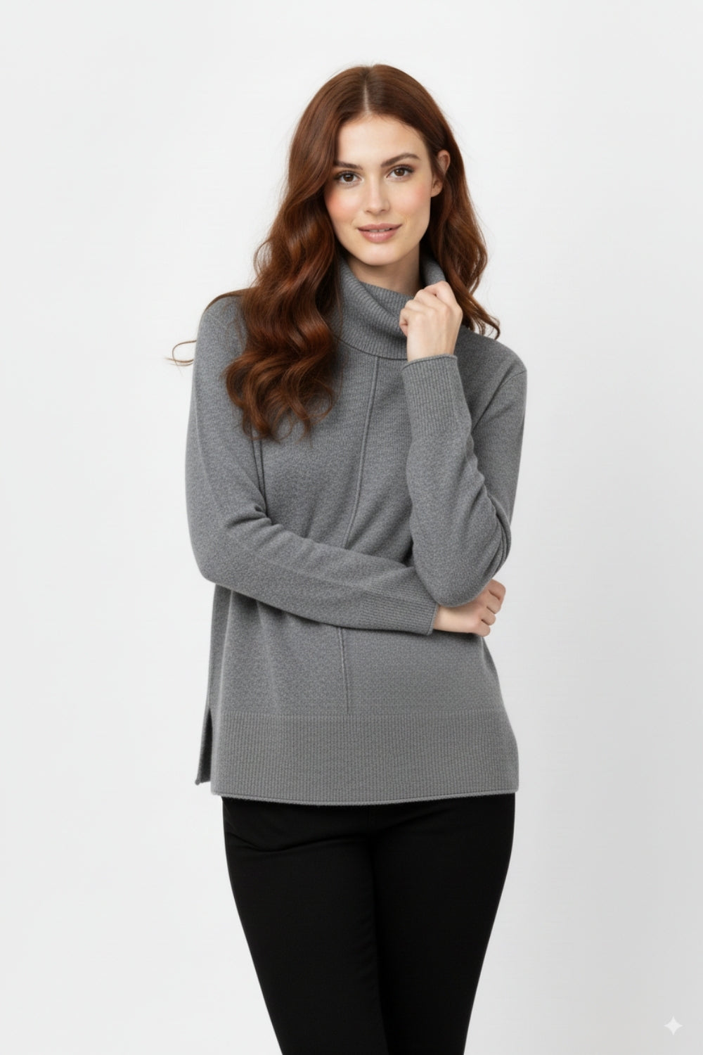Oversized Roll Neck Sweater in Gray -