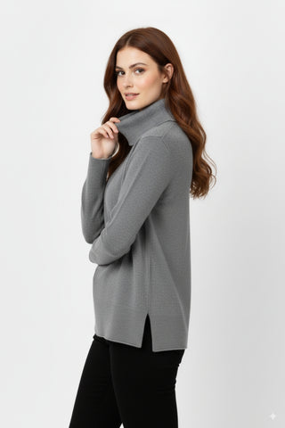 Oversized Roll Neck Sweater in Gray