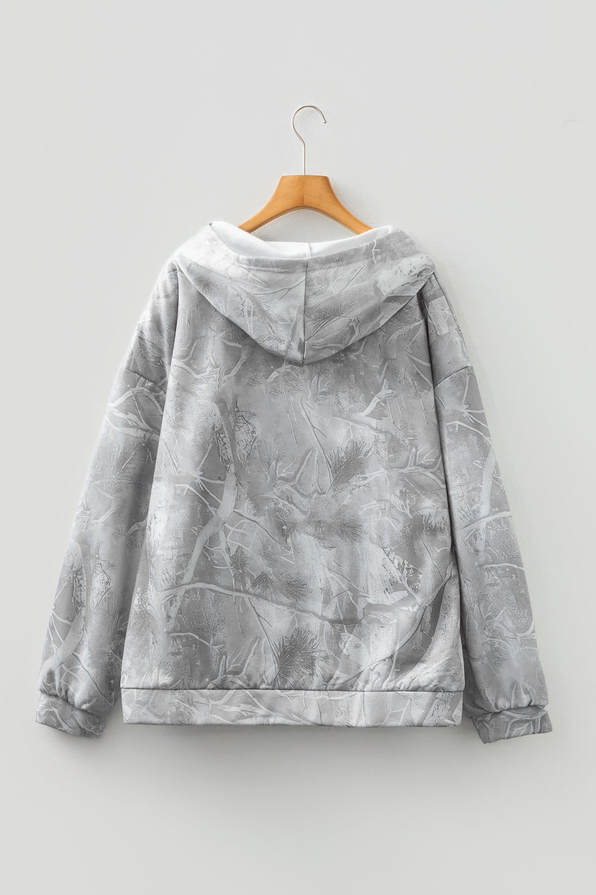 Gray Plus Size Camouflage Woodland Print Oversized Sporty Hoodie - Plus Size/Plus Size Sweatshirts & Hoodies