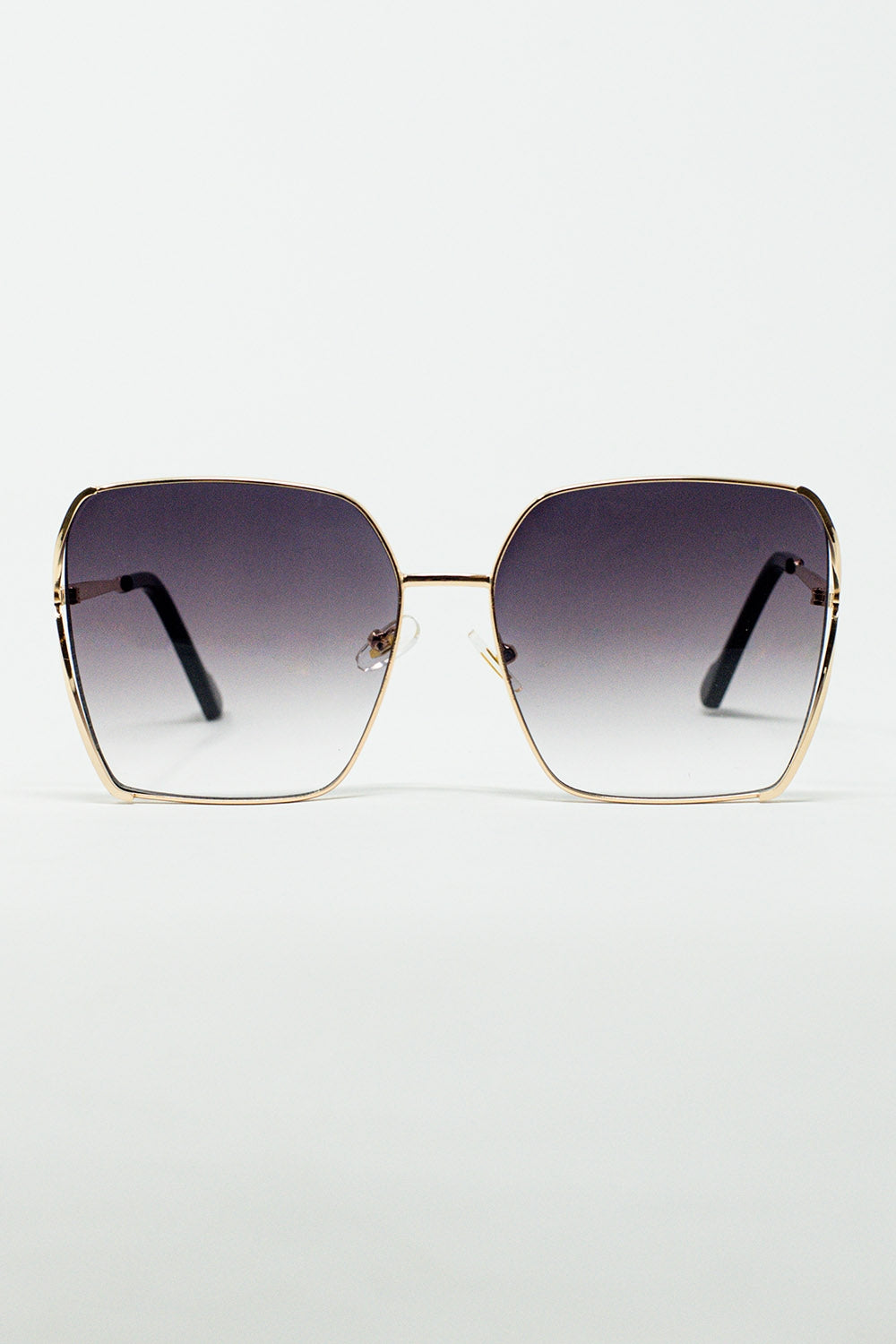 Oversized Square Metal Sunglasses In Black Gradient Lens - Sunglasses
