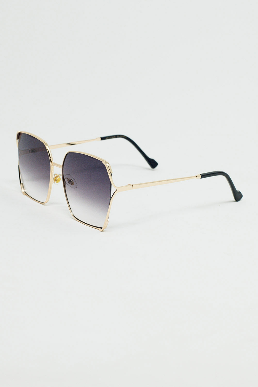 Oversized Square Metal Sunglasses In Black Gradient Lens - Sunglasses