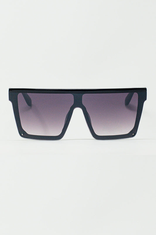 Oversized Squared 70´s Sunglasses in Black - Sunglasses