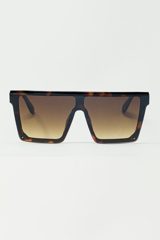 Oversized Squared 70´s Sunglasses in Brown - Sunglasses