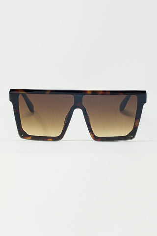 Lunettes de soleil carrées surdimensionnées des années 70 en marron