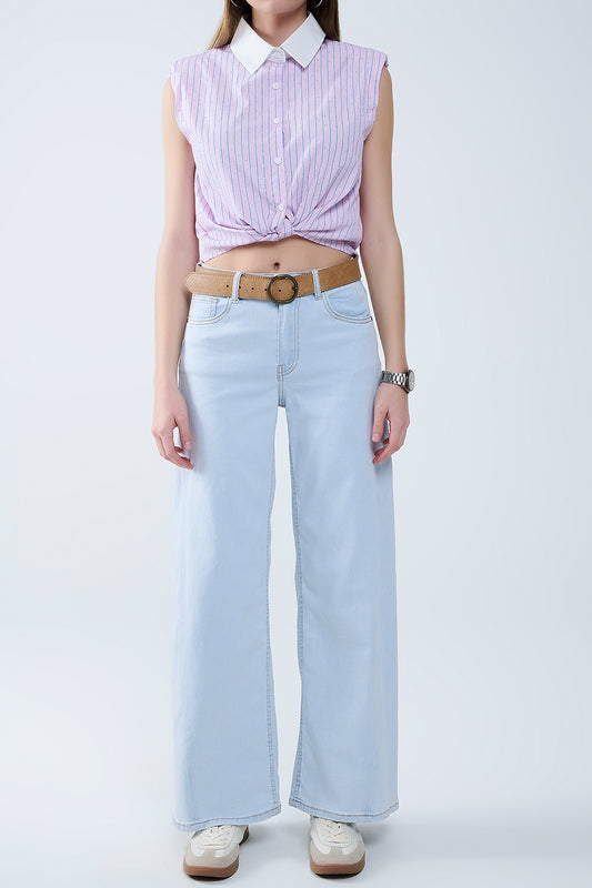 Oversized Straight Leg Jeans in Light Wash denim - Jeans