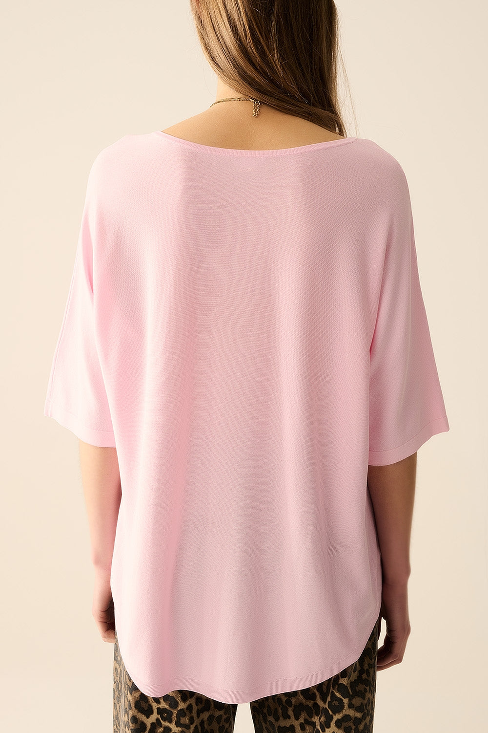Oversized sweater in Pink with Elbow-Length Sleeves - T-shirts