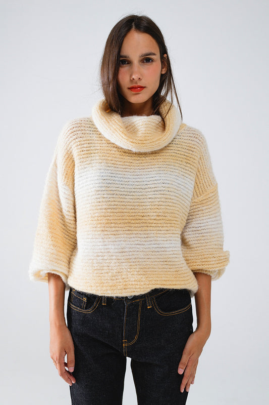 Oversized Turtleneck Comfy Sweater in Warm Neutral Tones - Jumpers