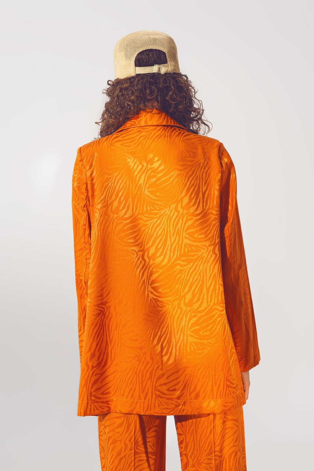 Oversized Zebra Print Blazer in Orange - Blazers