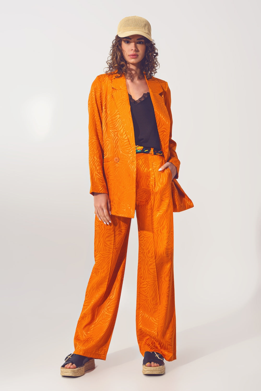 Oversized Zebra Print Blazer in Orange - Blazers