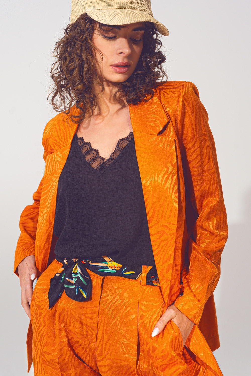 Oversized Zebra Print Blazer in Orange - Blazers