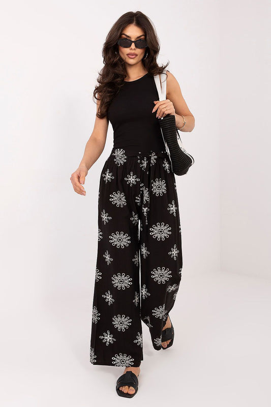 Italy Moda Black Palazzo Trousers for Stylish Comfort black - Trousers
