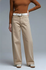 Pantalon extra large couleur beige délavé