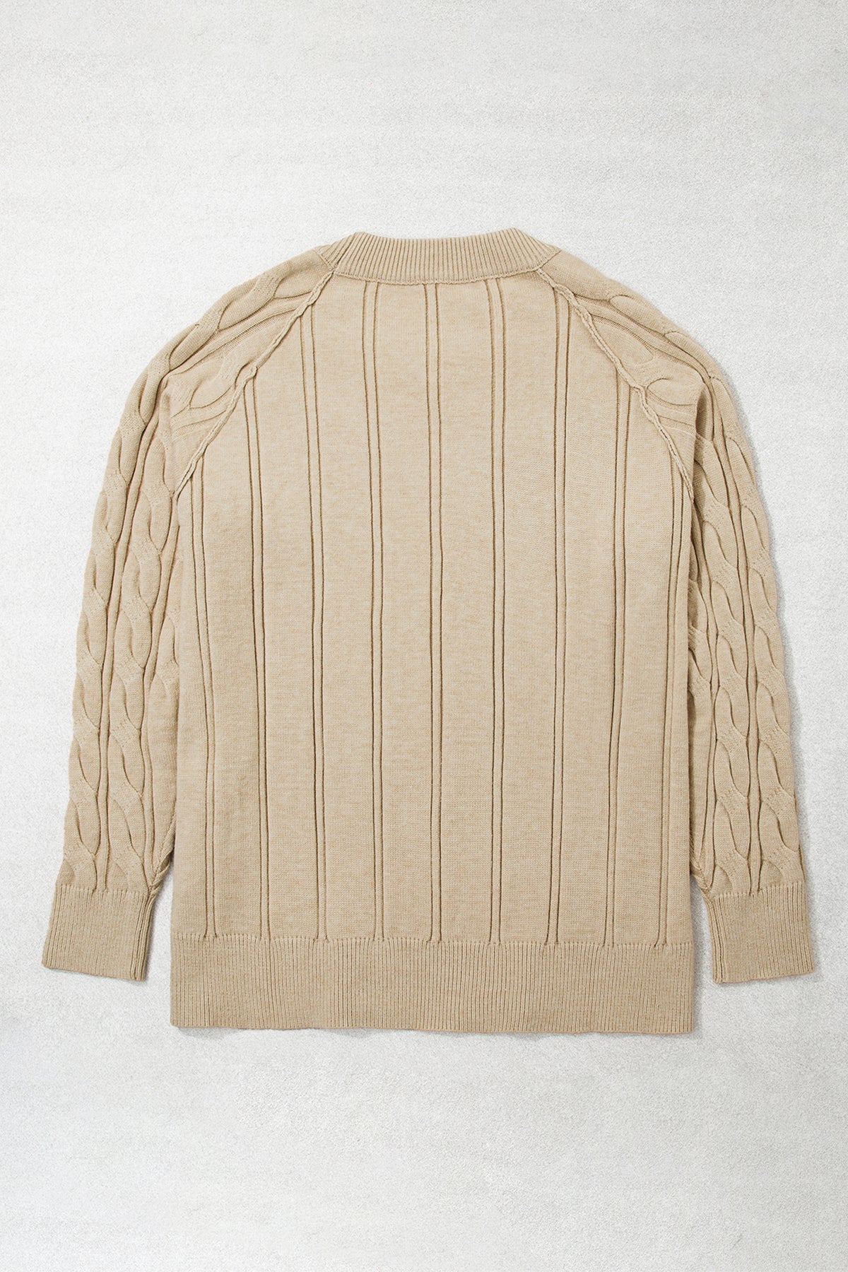Parchment Oversized Cable Knit Long Sleeve Round Neck Tunic Length Plus Size Sweater - Plus Size/Plus Size Sweaters & Cardigans