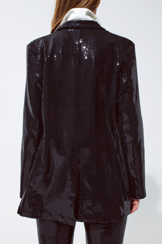 Party Relaxed Sequined Blazer in Black - Blazers