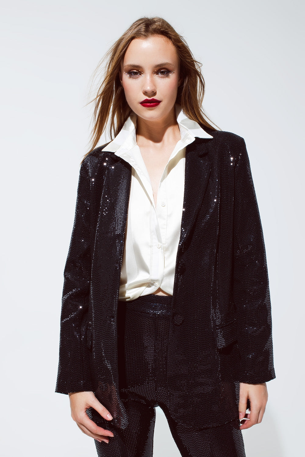 Party Relaxed Sequined Blazer in Black - Blazers