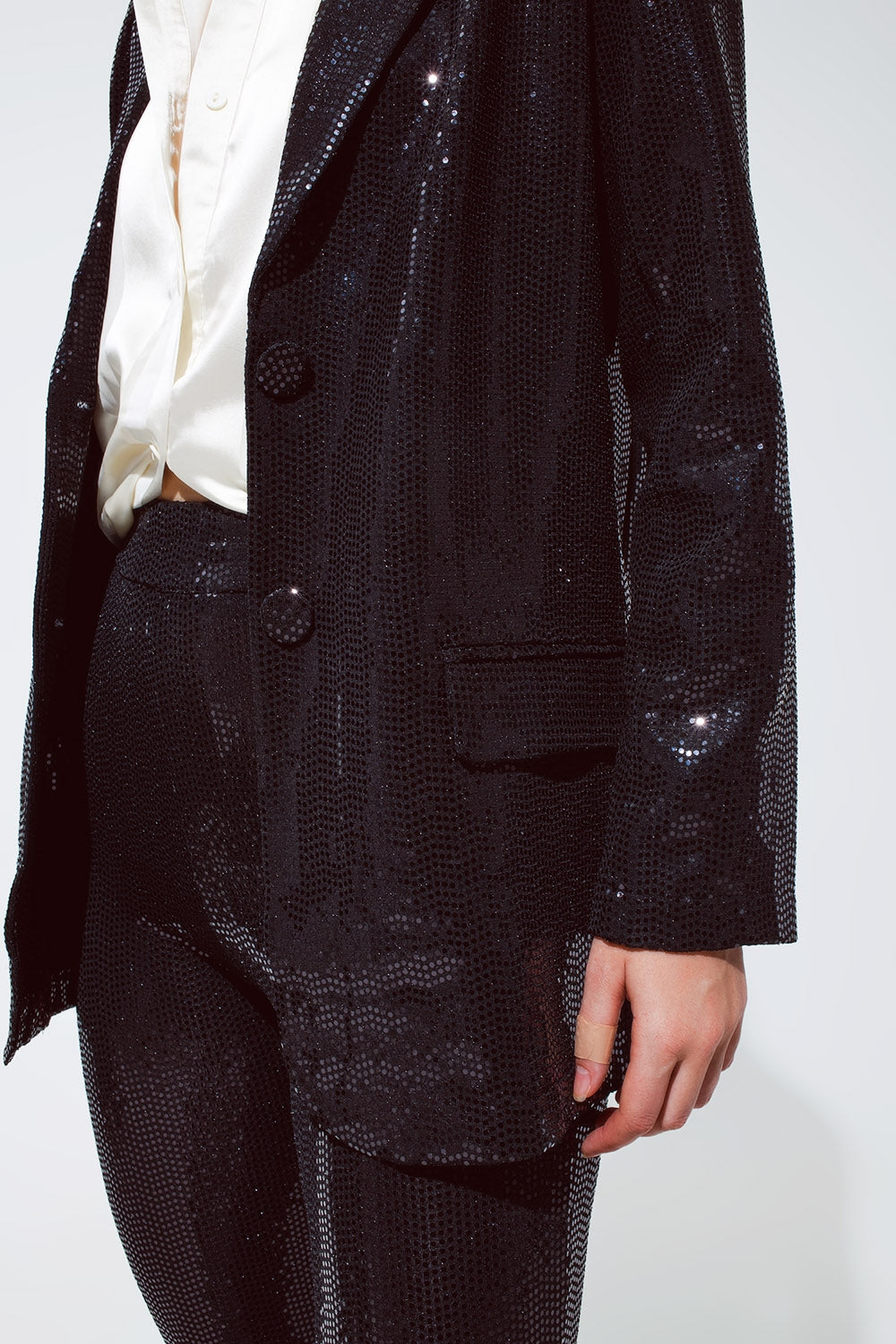Party Relaxed Sequined Blazer in Black - Blazers